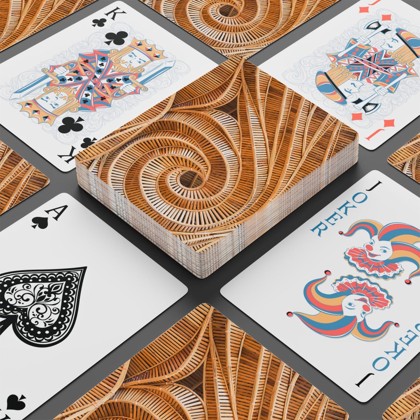 Poker Playing Cards -  Natural Bamboo Spiral