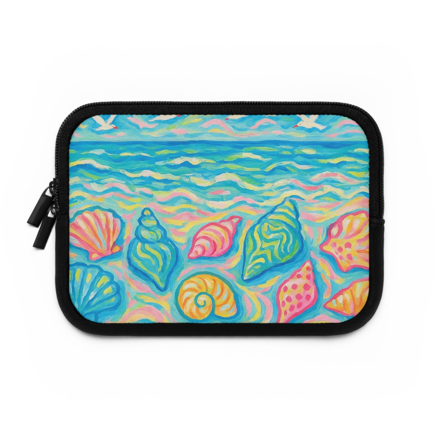 Tropical Laptop Sleeve, 5 Sizes - Perfect for Ocean Lovers & Students / Glow Seashells