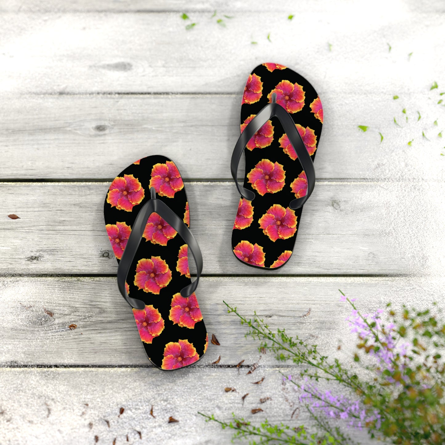 Flip Flops - Sunset Hibiscus/Black