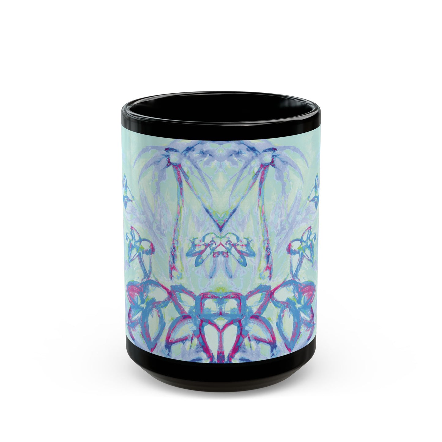 Black Coffee Mug - Tropical Doodles, Blue