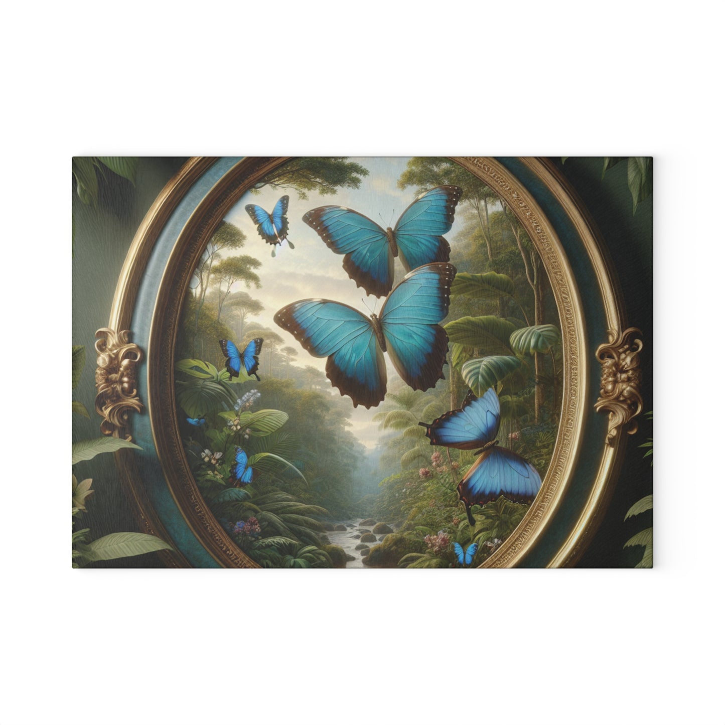 Glass Cutting Board, 2 sizes - Framed Morpho Gathering