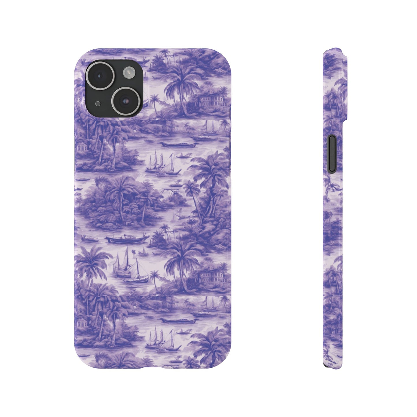 Slim Phone Cases - Tropical Toile #1, purple