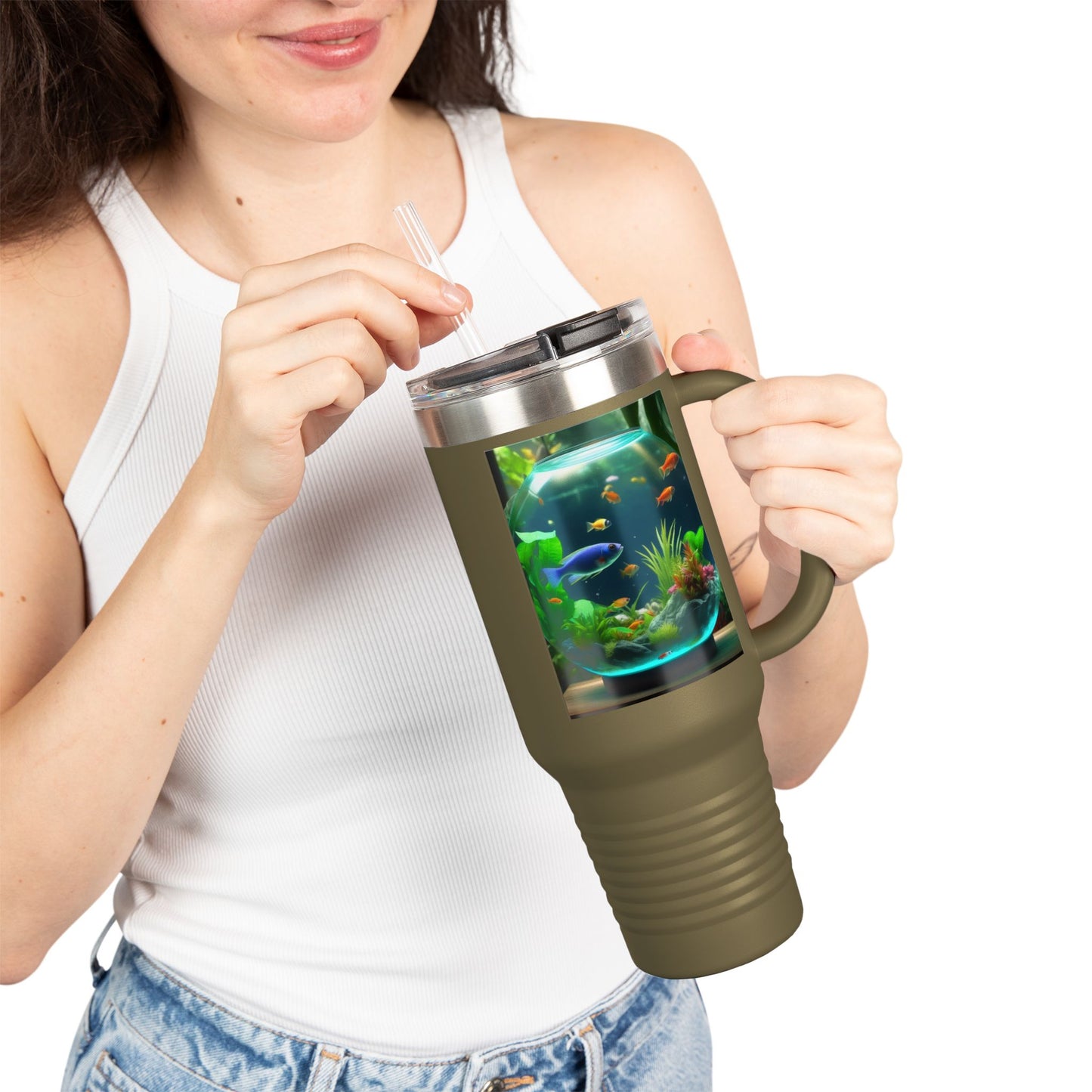 Insulated Travel Mug, 40oz / Tropical Fish Bowl #1 - Perfect for Outdoor Adventures