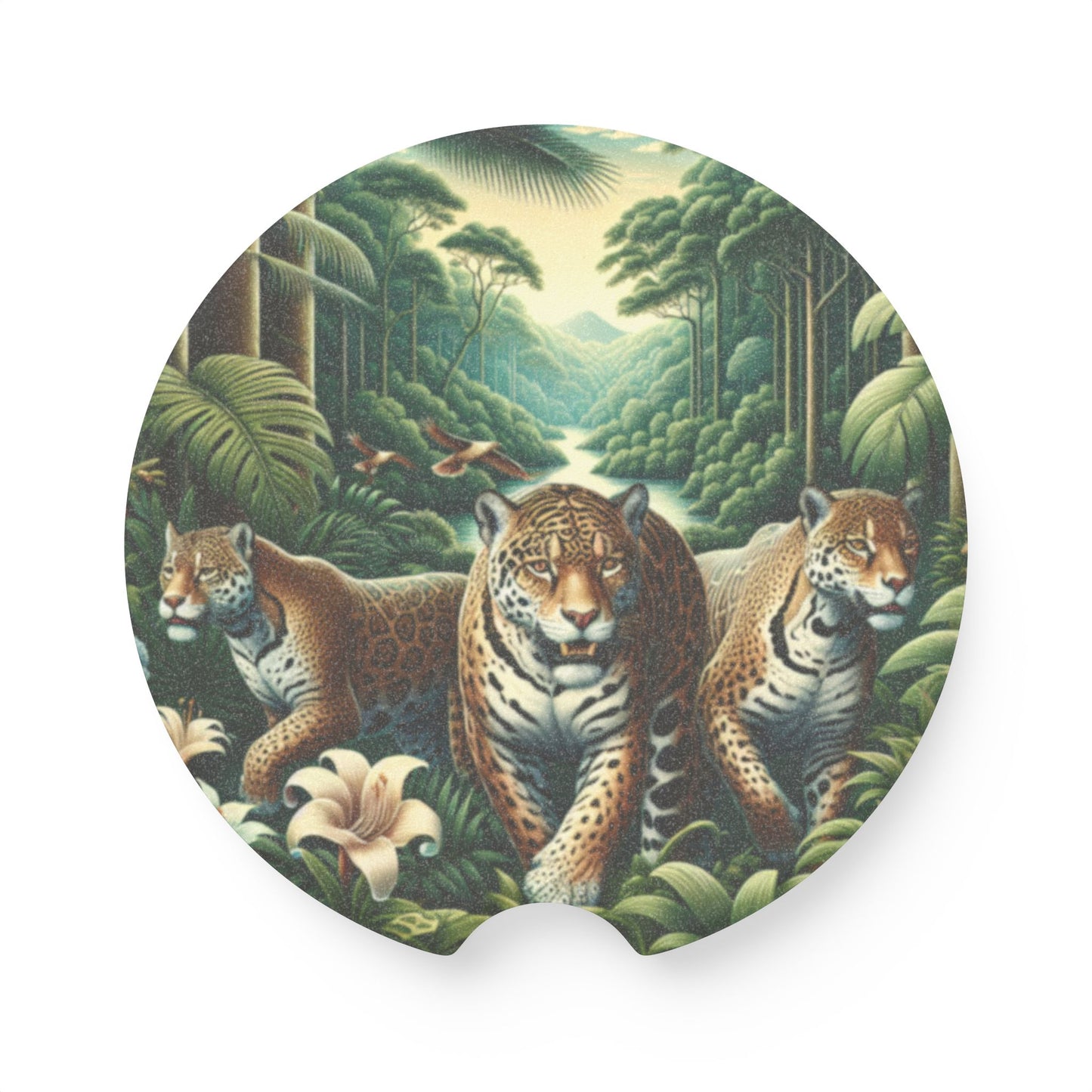 Soapstone Car Coaster - Rainforest Big Cats