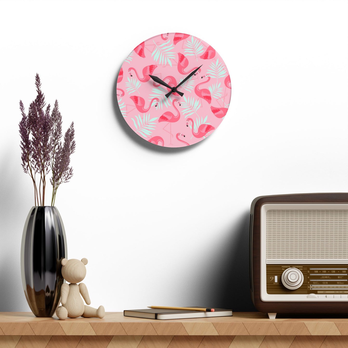 Copy of Acrylic Wall Clock, Rainbow Fronds