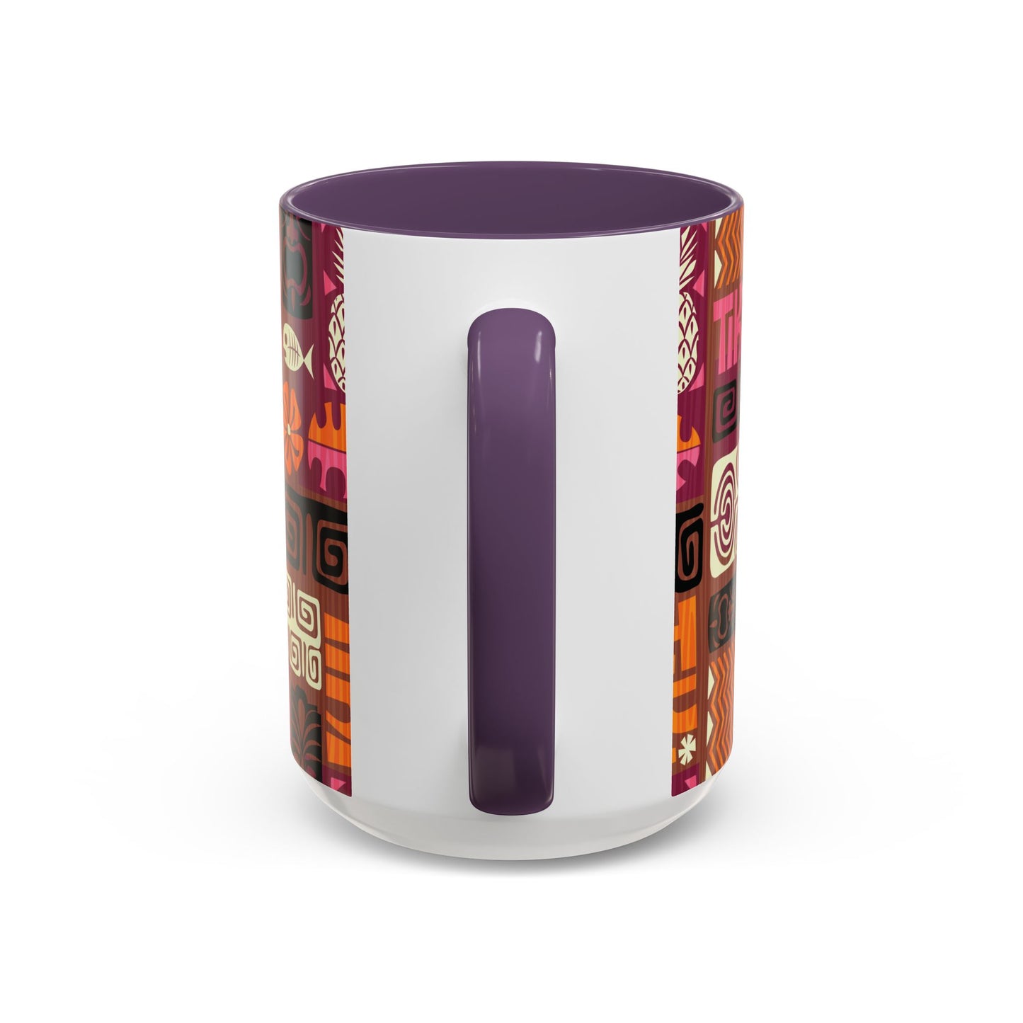 Accent Coffee Mug (11, 15oz), 8 Colors - Tiki Poster Pink/Orange