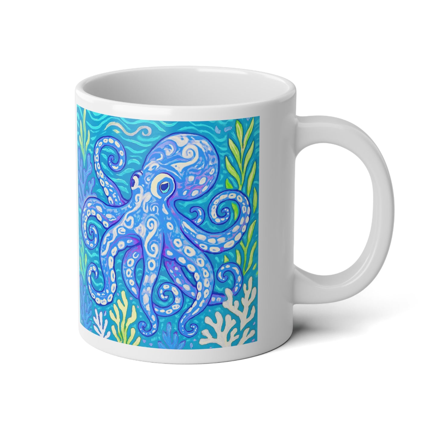 Jumbo Mug, 20oz, Octopus Kraken Joe , Blue | Tropical Coffee Cup