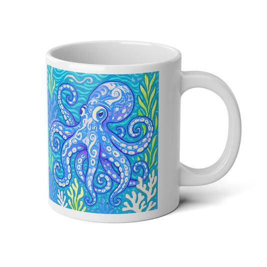 Jumbo Mug, 20oz, Octopus Kraken Joe , Blue | Tropical Coffee Cup