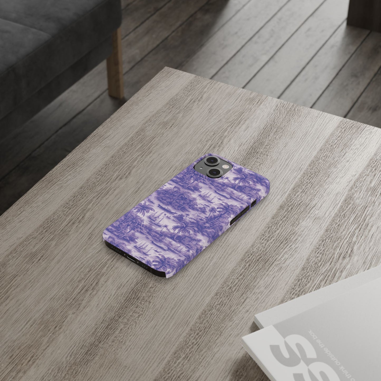 Slim Phone Cases - Tropical Toile #1, purple