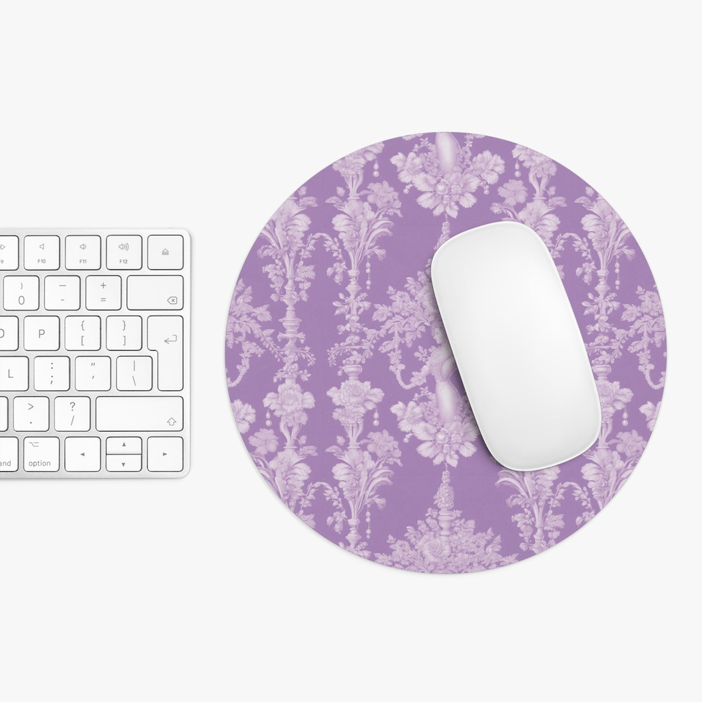 Tropical Mouse Pad, 2 Shapes - Beach Vibes for Home Office & Gamer / Pearl Lady Toile, Amethyst