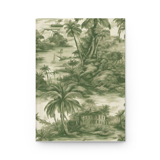 Hardcover Journal - Tropical Toile, Matte, Green