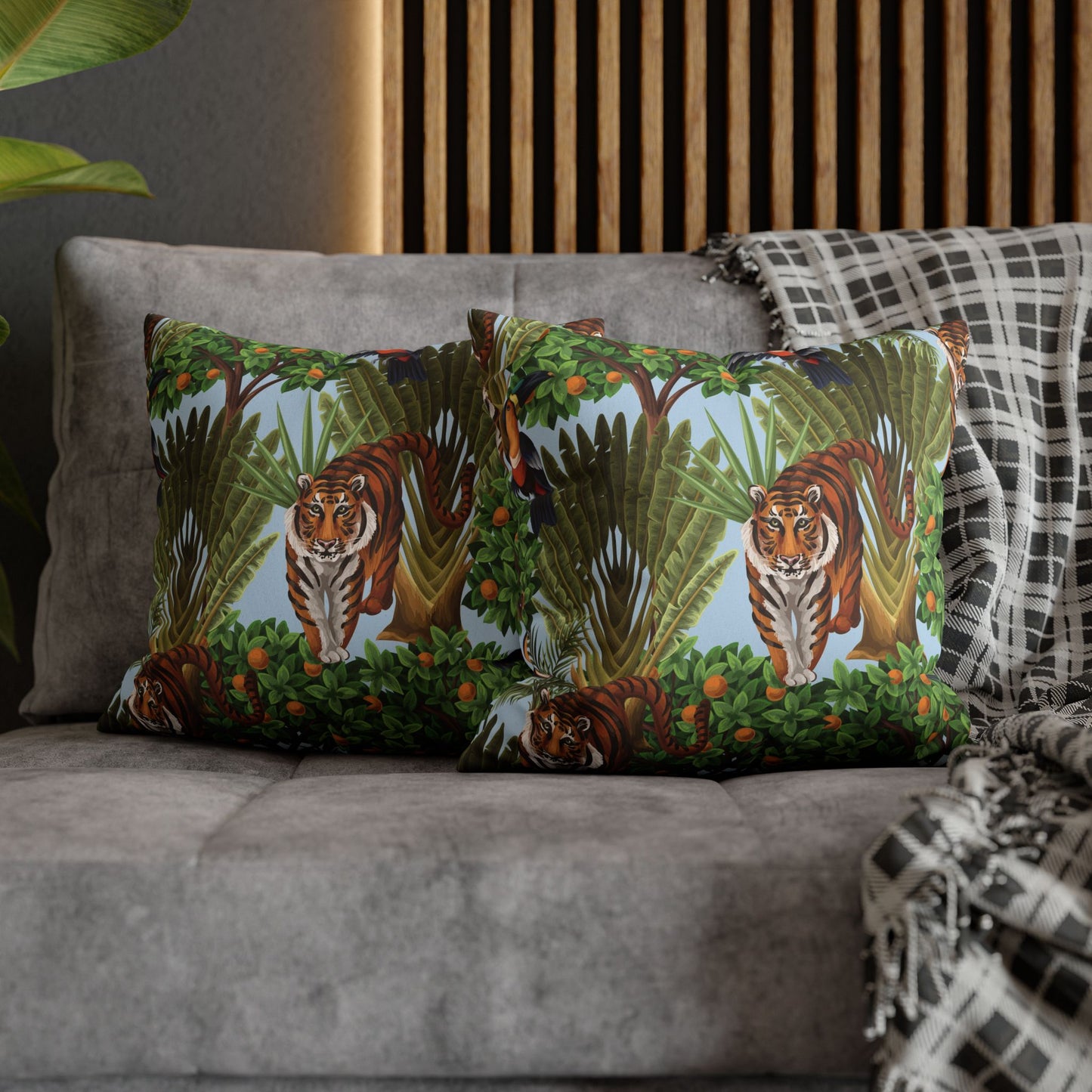 Faux Suede Square Pillowcase - Tiger Haven Blue