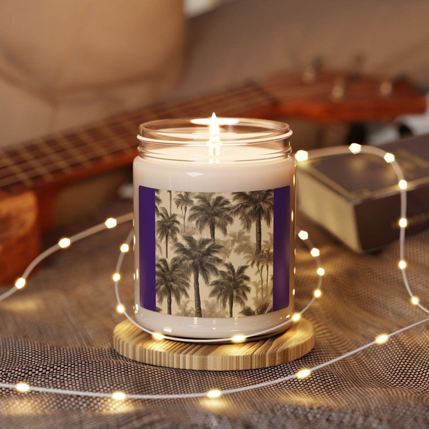 Scented Soy Candle, 9oz, Lisa's Fluffy Palms, purple