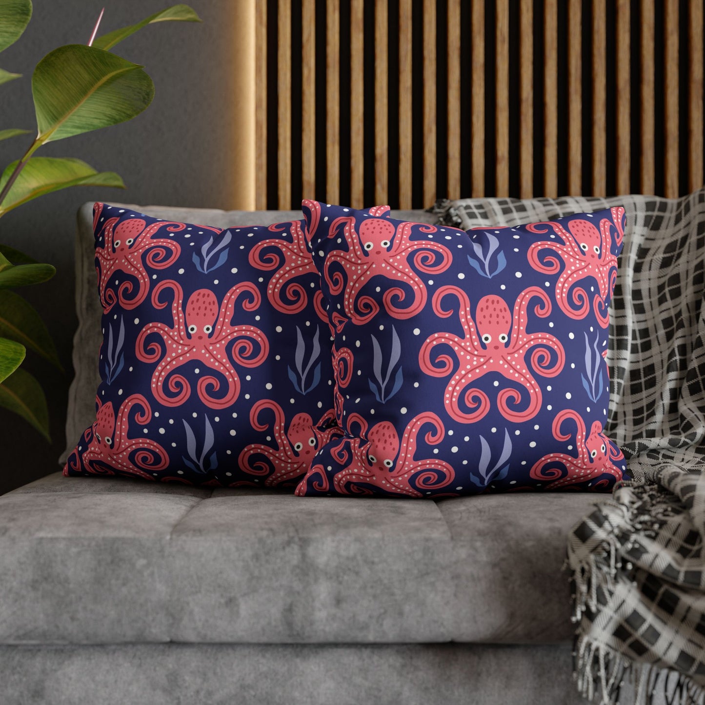 Faux Suede Square Pillowcase - Twisted Tentacle Octopus