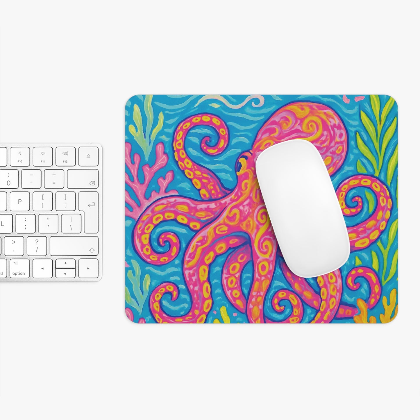 Tropical Mouse Pad, 2 Shapes - Beach Vibes for Home Office & Gamer / Octopus Kraken Joe