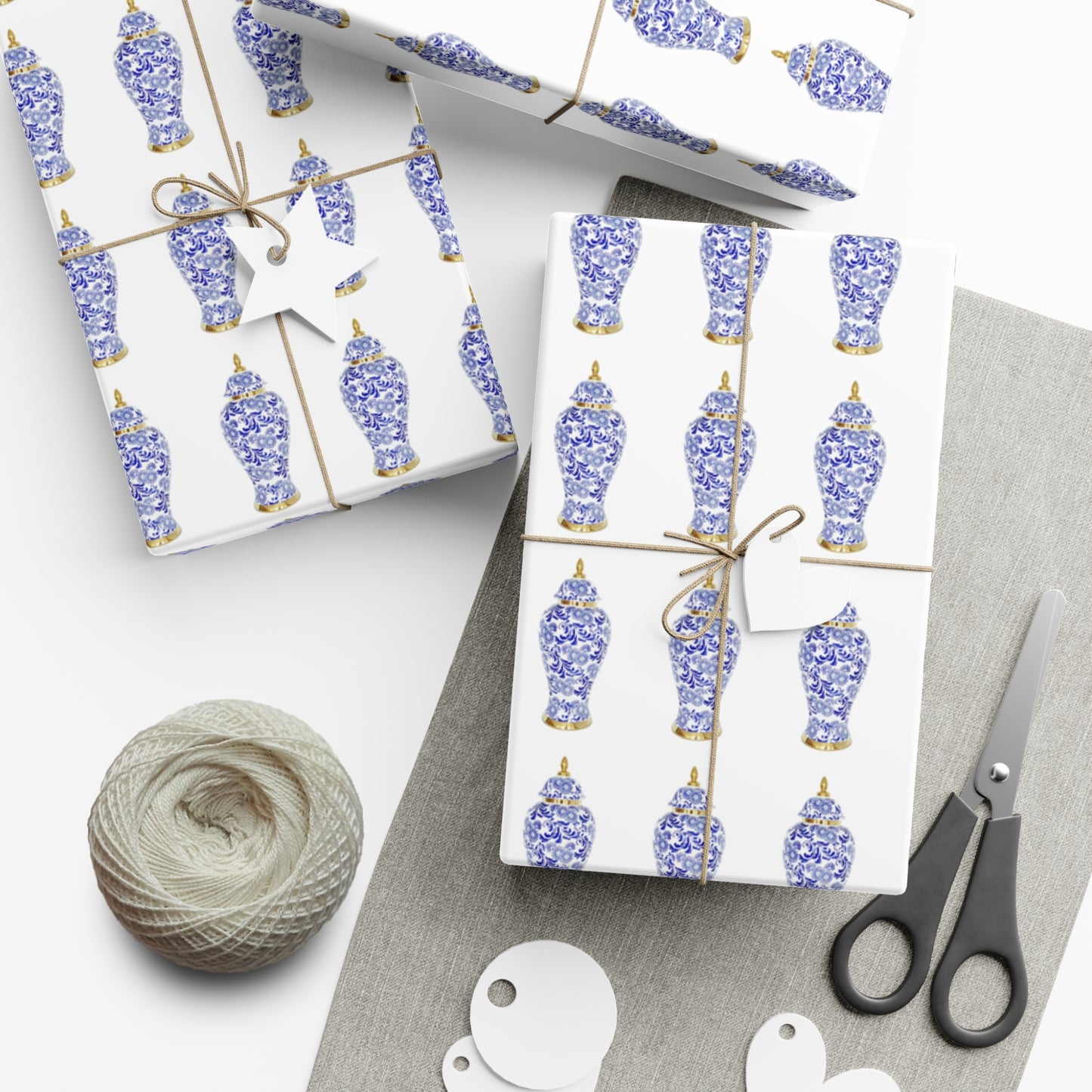 Gift Wrap Papers, Blue and White Ginger Jar, 3 Sizes