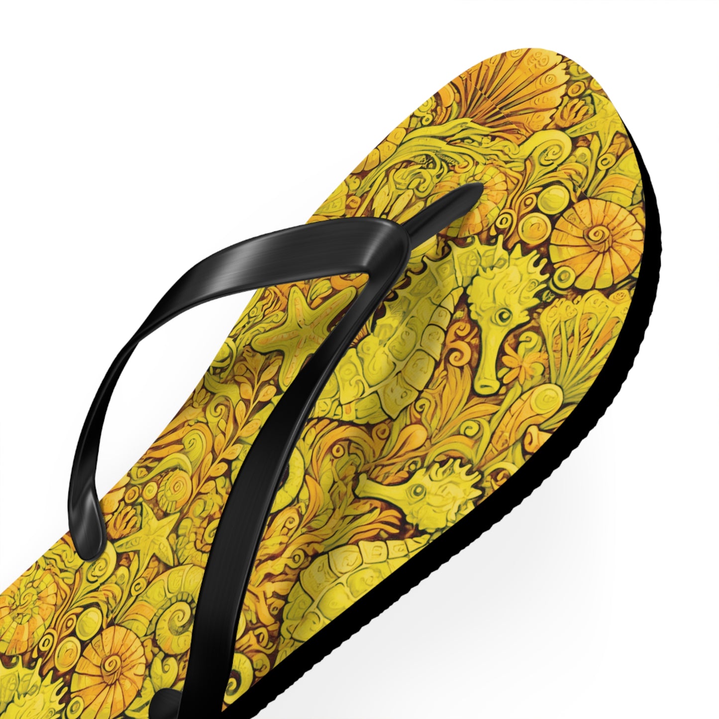 Flip Flops - Seahorses/Yellow
