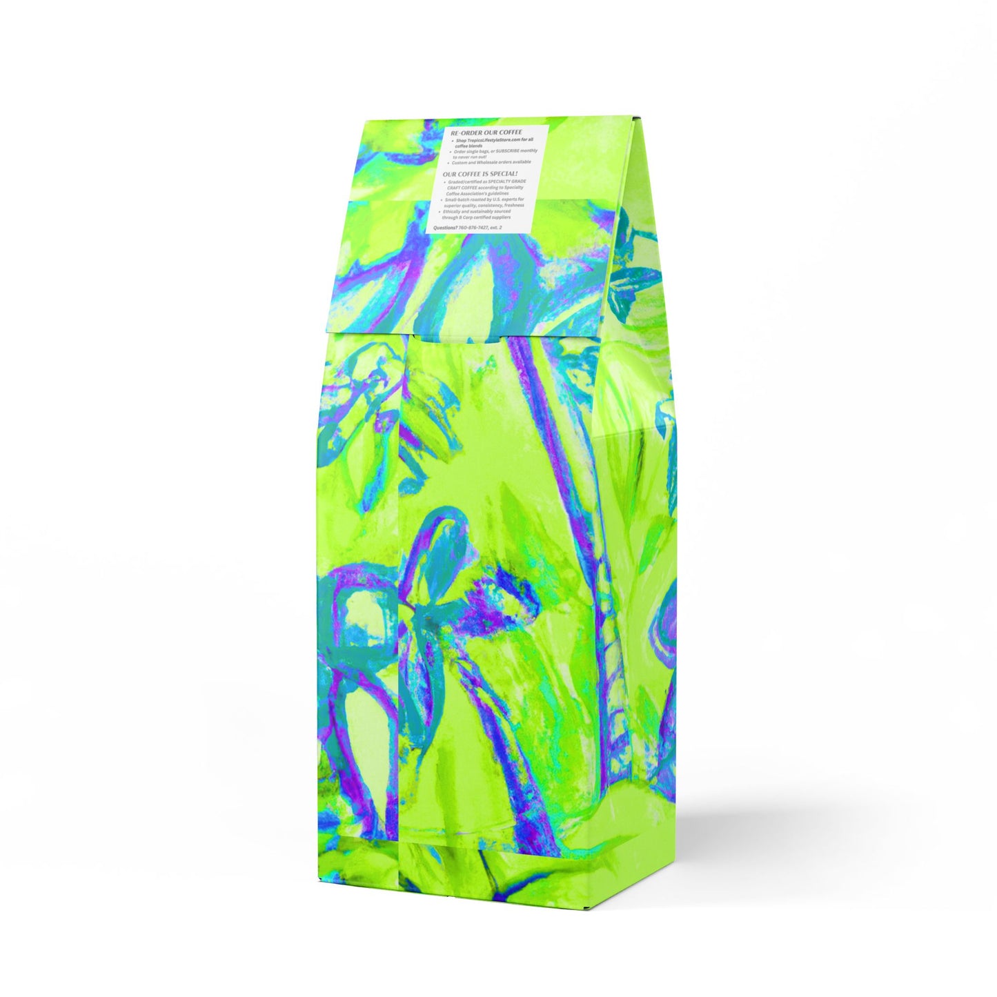 Rainforest Mist™ Single Origin DECAF (Medium Roast) Specialty Grade Coffee / Tropical Doodles, Lime