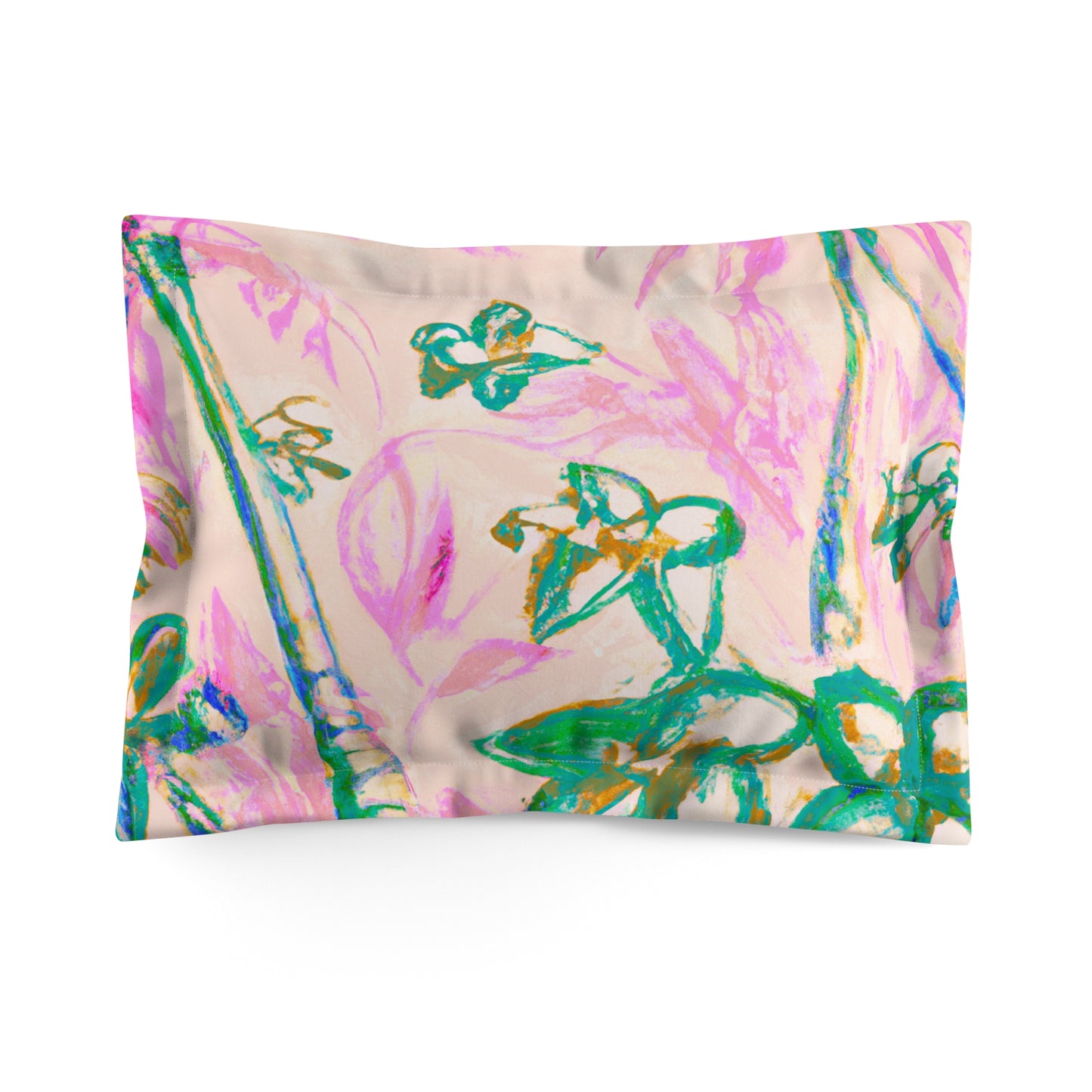 Microfiber Pillow Sham, 2 Sizes | Tropical Vibes for Relaxation / Tropical Doodles, Pink