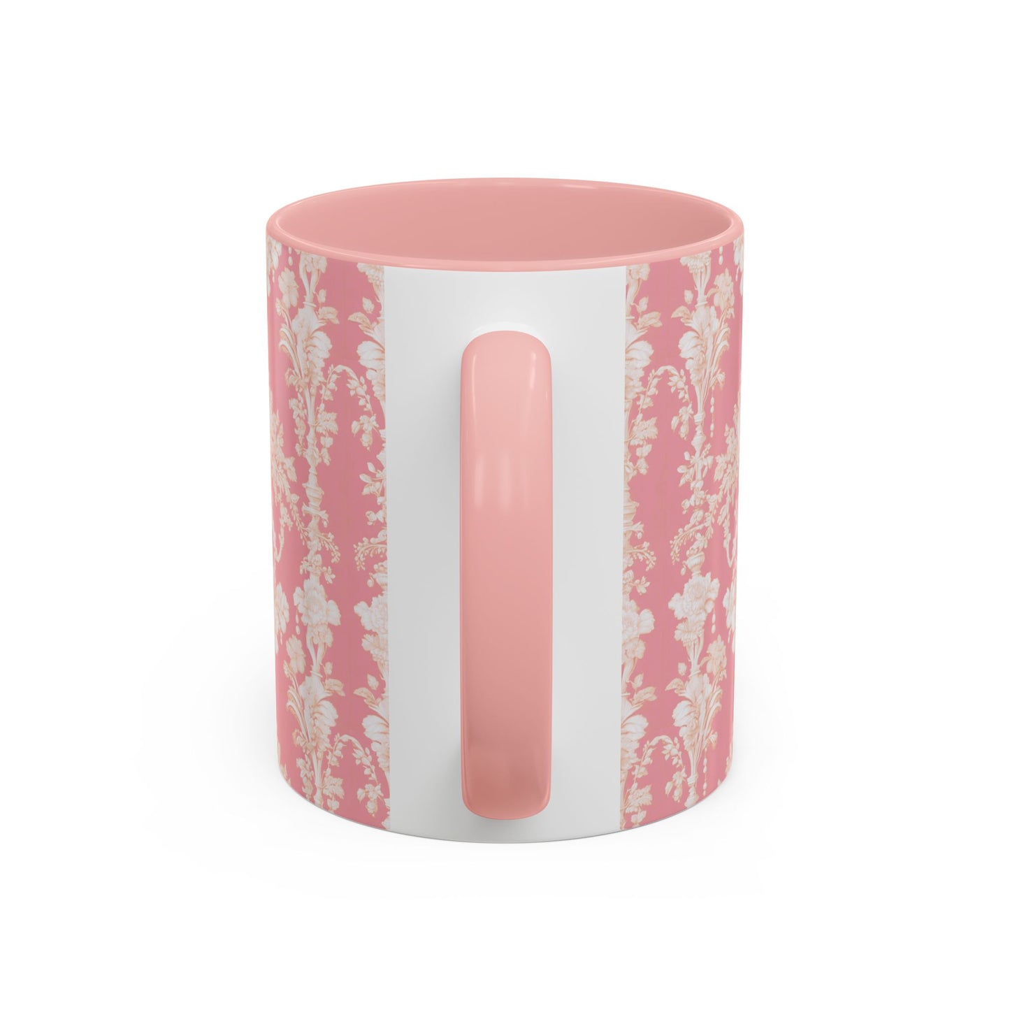 Accent Coffee Mug (11, 15oz), Pearl Lady Toile/Hibiscus Pink Repeat, Various Colors