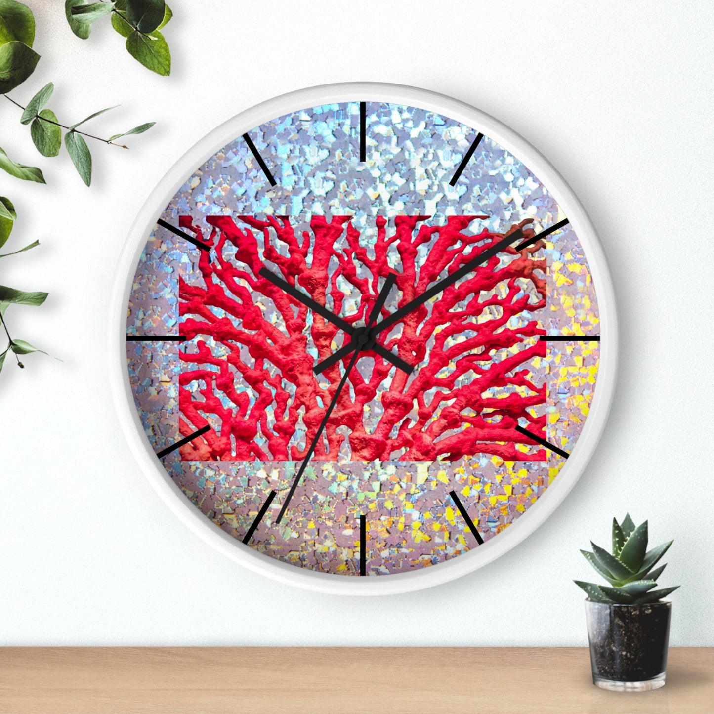 Wall Clock, Disco Red Coral, Hands/Base Variants