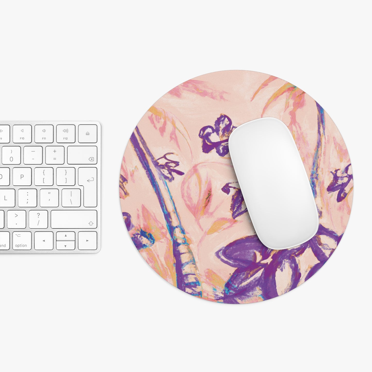 Rainforest Mouse Pad, 2 Shapes - Beach Vibes for Home Office & Gamer / Tropical Doodles, Peach
