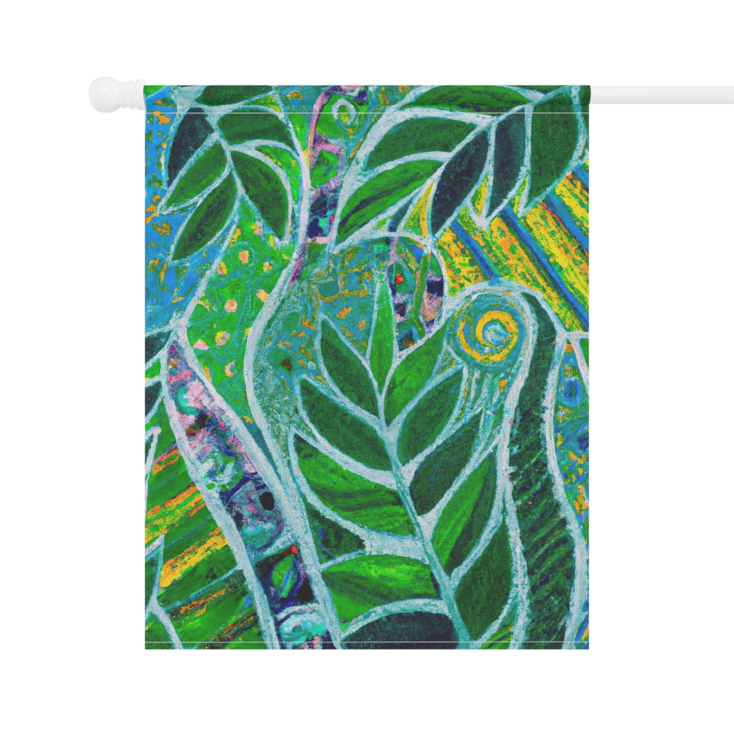 Tropical Garden Flag  - Perfect for Outdoor Decor / Rainforest Amazon Whimsy, Green