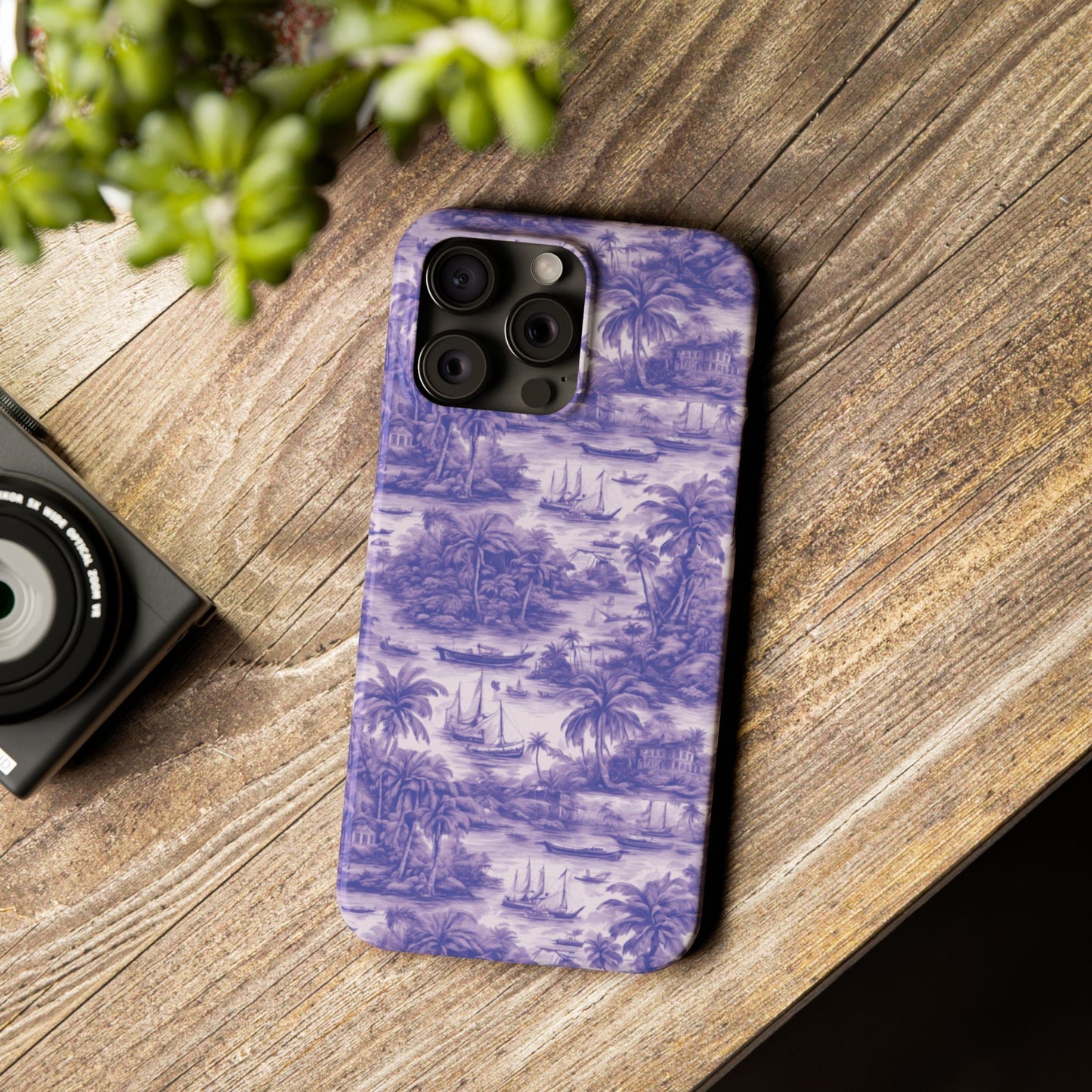 Slim Phone Cases - Tropical Toile #1, purple