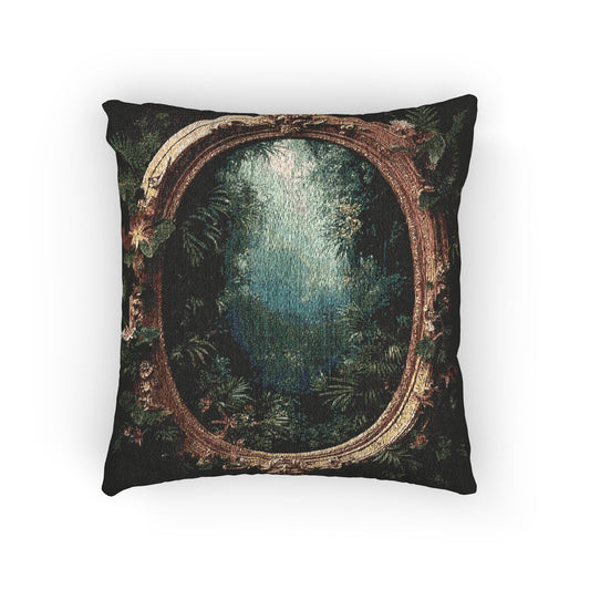 Woven Pillow, 17"W x 18"L - Rainforest Portal to Paradise