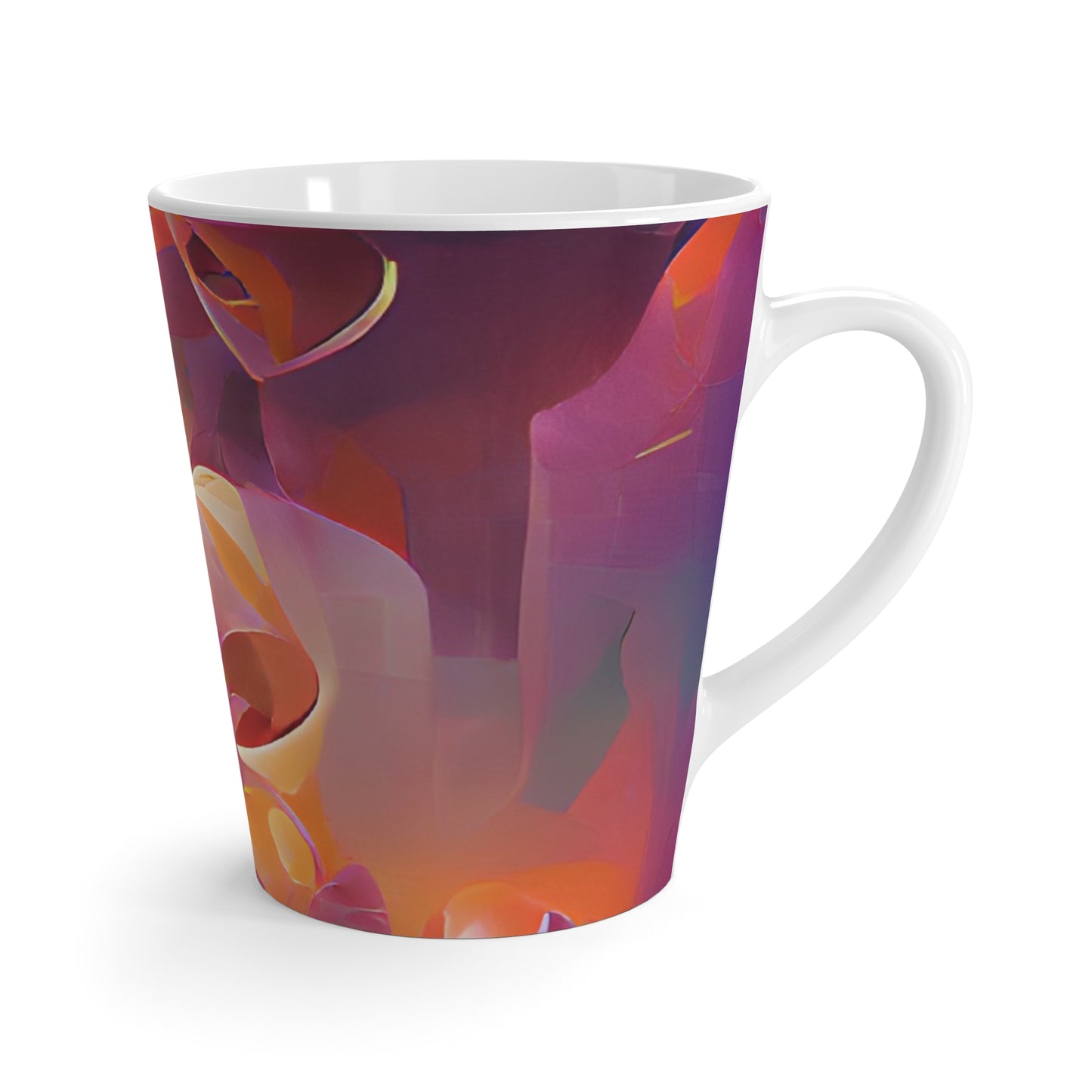 Latte White Mug - Perfect for Coffee Enthusiasts / Dreamy Orange Orchids