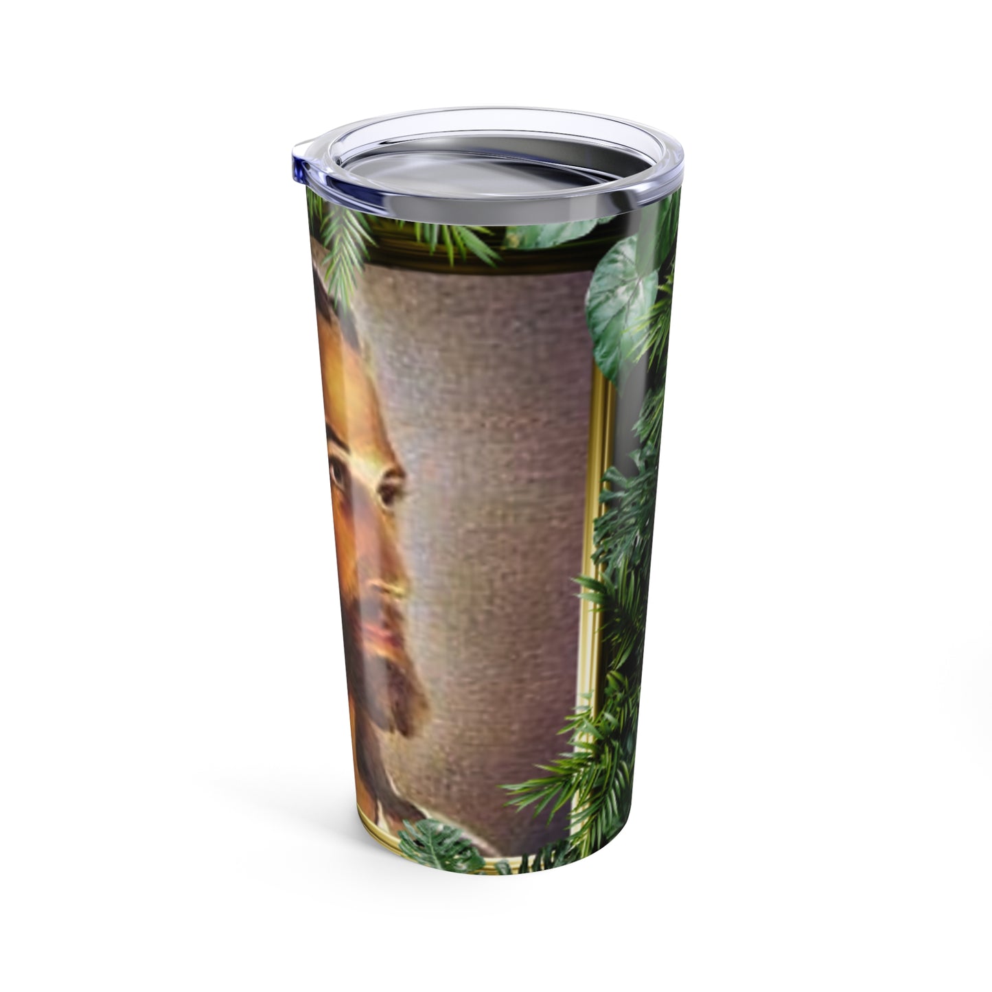 Religious Tumbler 20oz, Green, Tropical Head of Christ