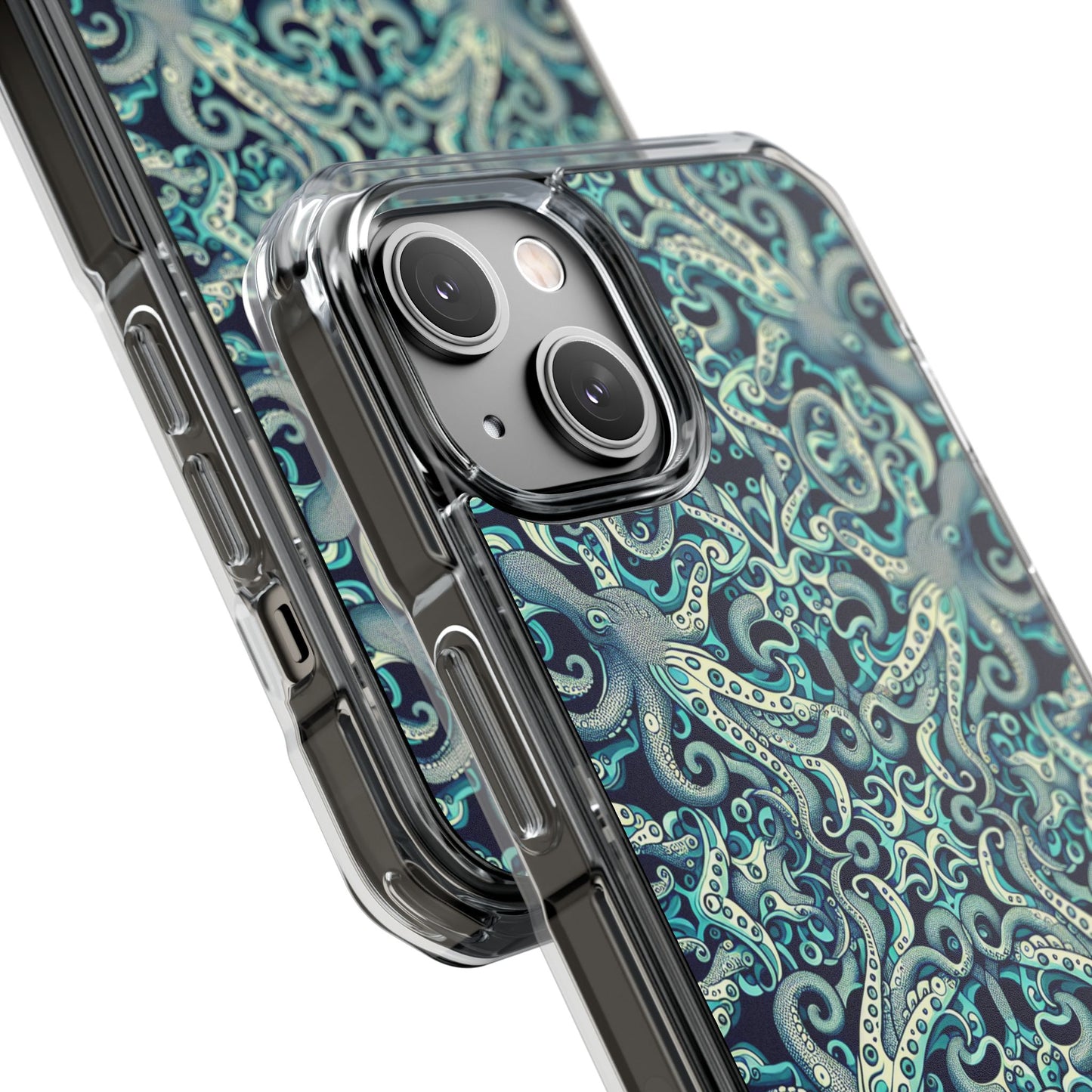Twisted Aqua Octopus Magnetic Clear Phone Case, Many Models