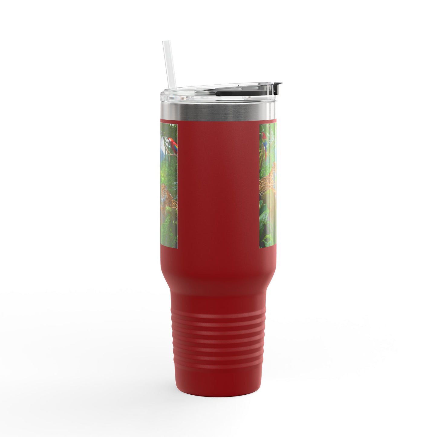Insulated Travel Mug, 40oz / Jaguars and Parrots - Perfect for Outdoor Adventures