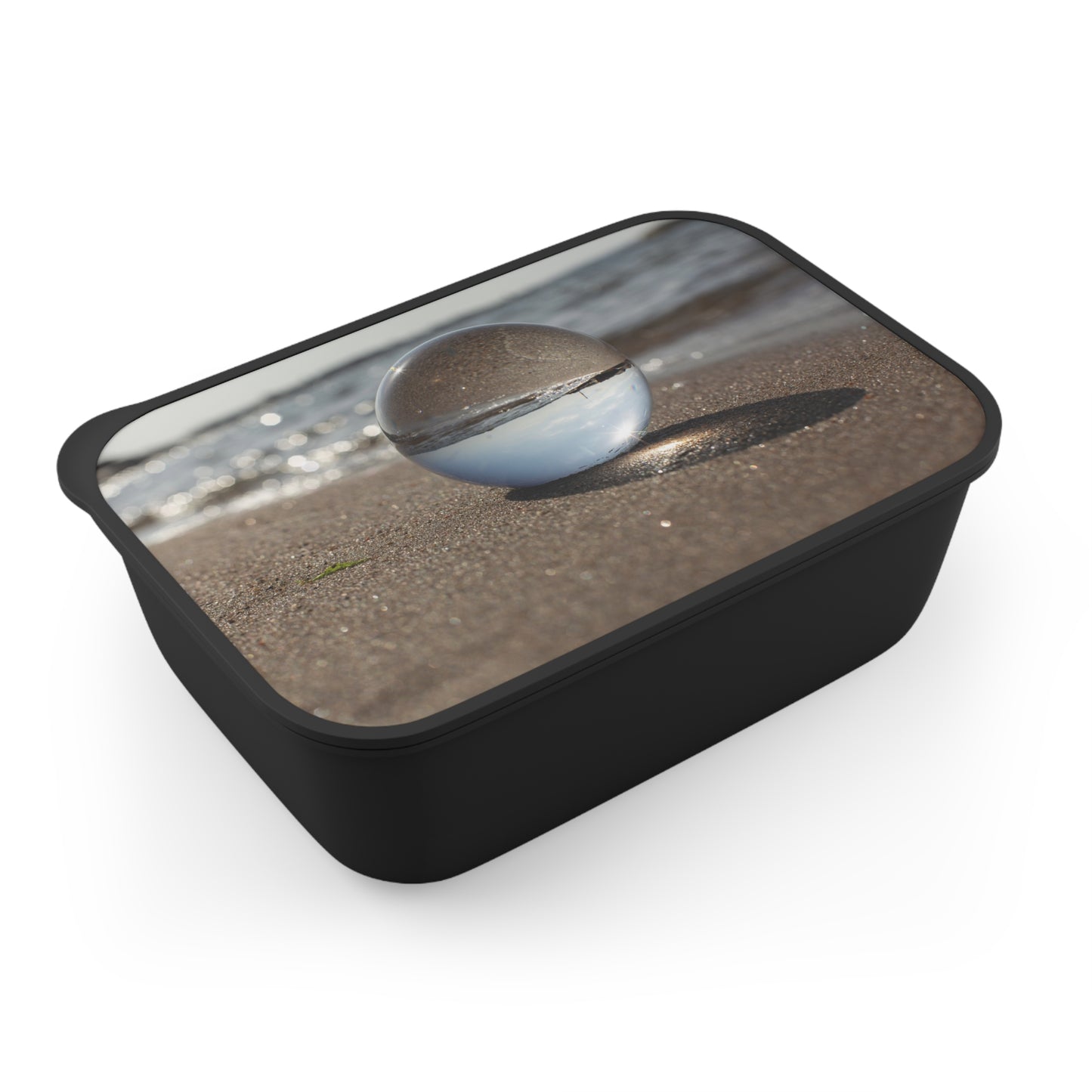 Bento Box with Utensils - Crystal Ball on Smooth Beach