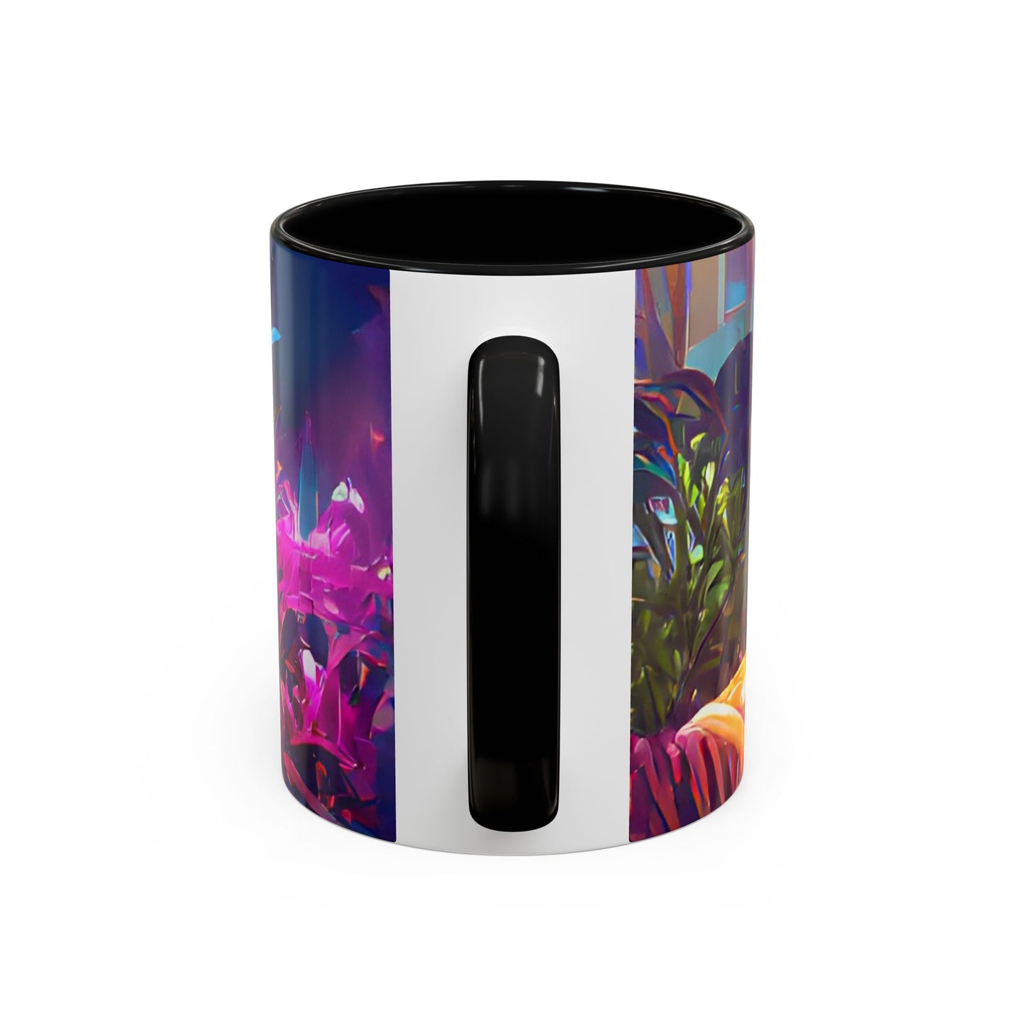 Accent Coffee Mug (11, 15oz) - Midnight Kiss in Tropical Garden