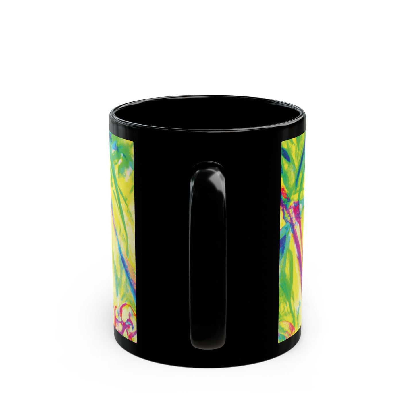 Black Coffee Mug - Tropical Doodles, Yellow