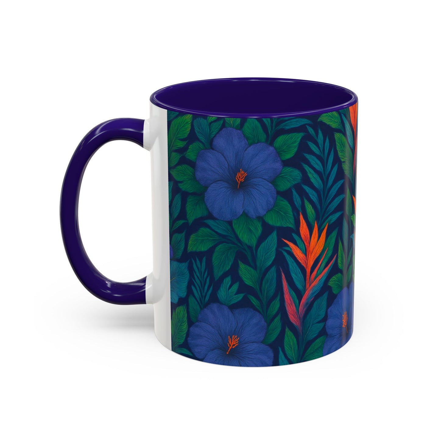 Vibrant Floral Coffee Mug - 11oz & 15oz / Midnight Flower Coral