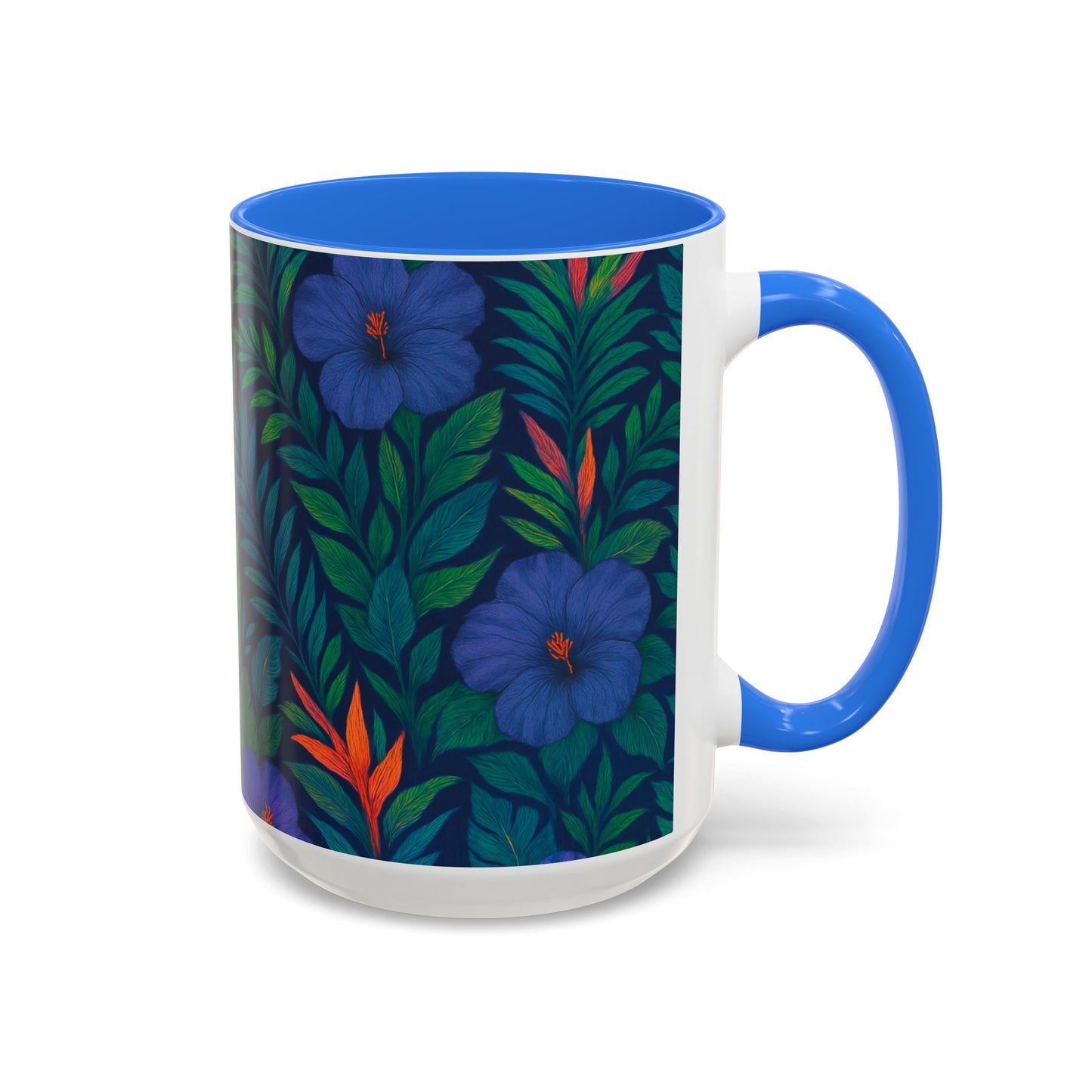 Vibrant Floral Coffee Mug - 11oz & 15oz / Midnight Flower Coral