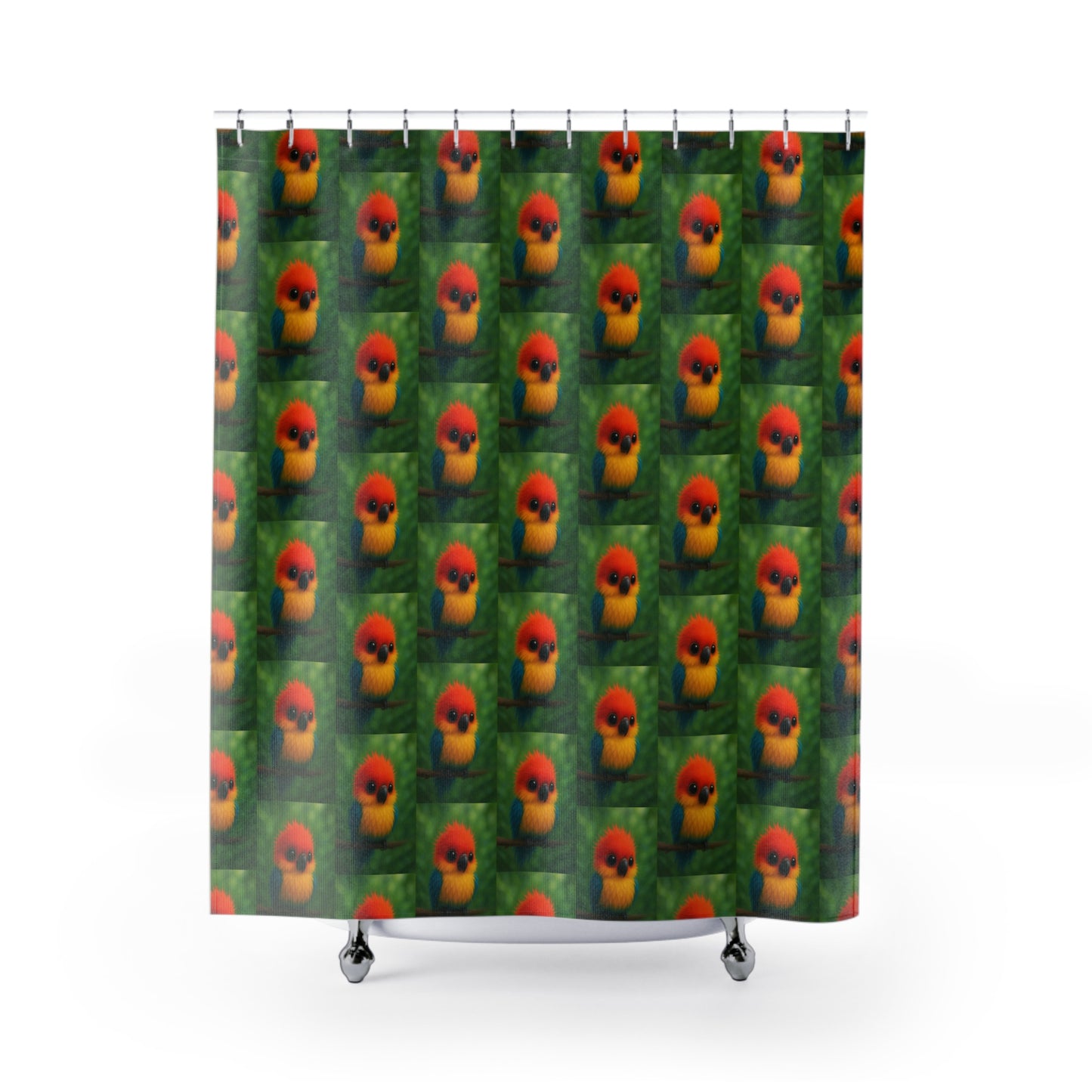 Tropical Shower Curtain - Rainforest Bathroom Decor / Baby Parrots