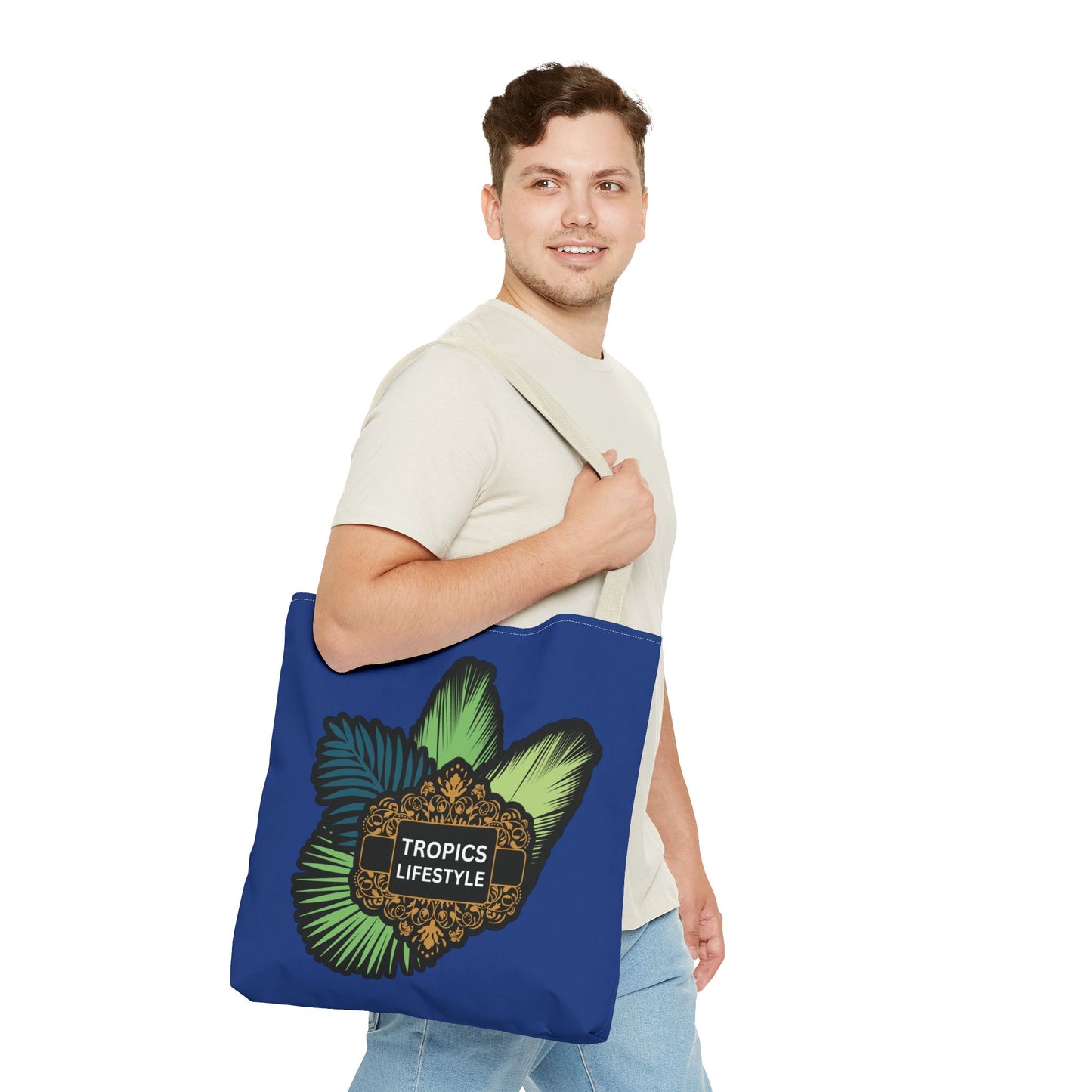 Elegant Tropics Lifestyle Logo Tote Bag - 3 Sizes, Dark Blue