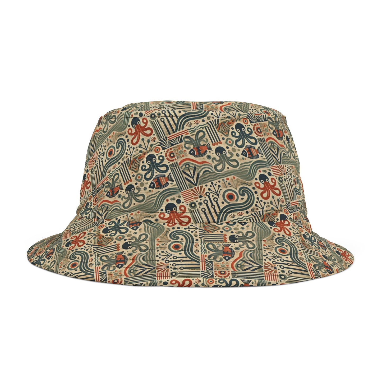Tropical Polyester Bucket Hat, 2 Sizes - Mid-Century Octopus