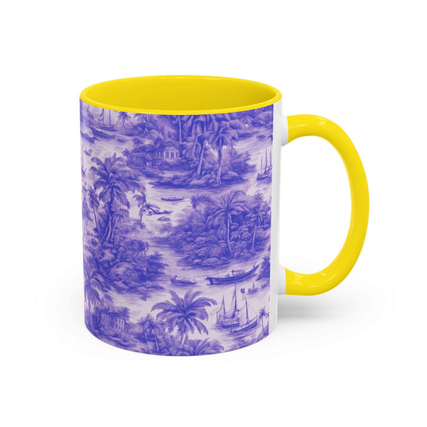 Accent Coffee Mug (11, 15oz), 8 Colors - Tropical Toile #1, purple