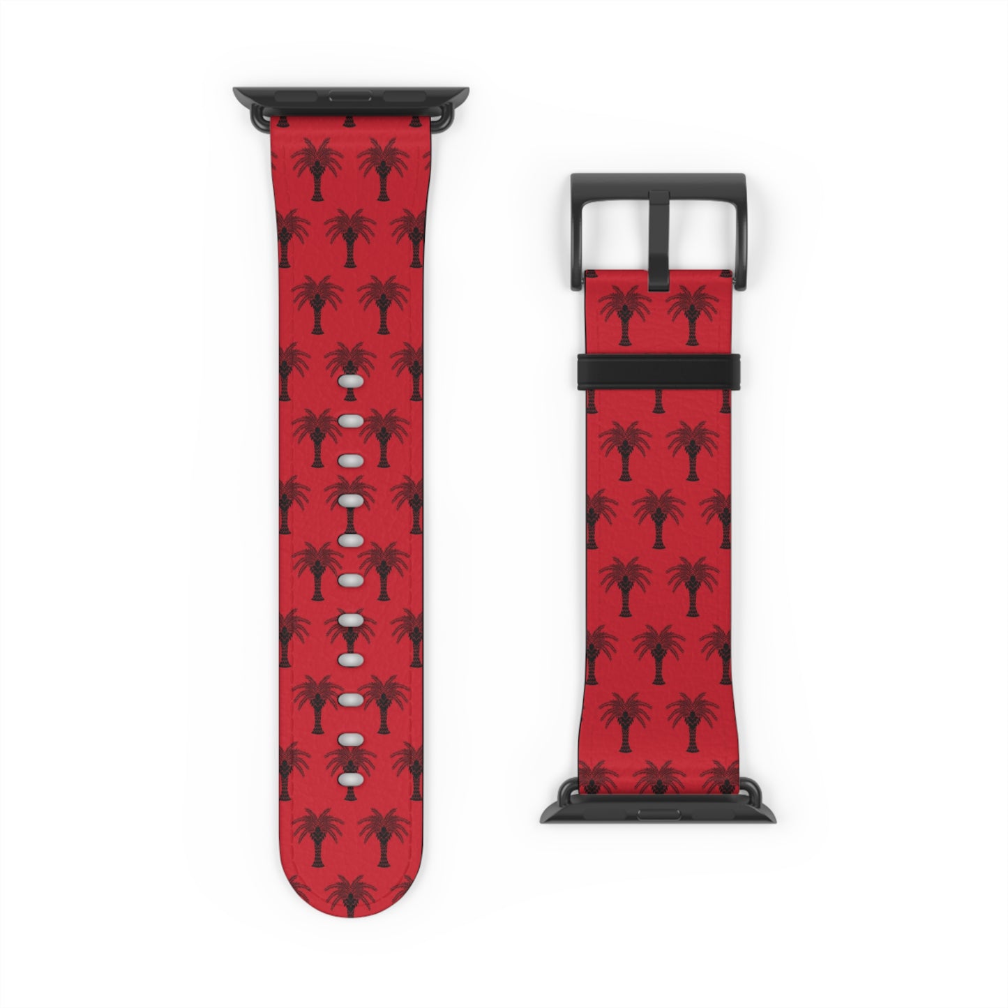 Apple Watch Band - Art Deco Palm, Repeat Dark Red