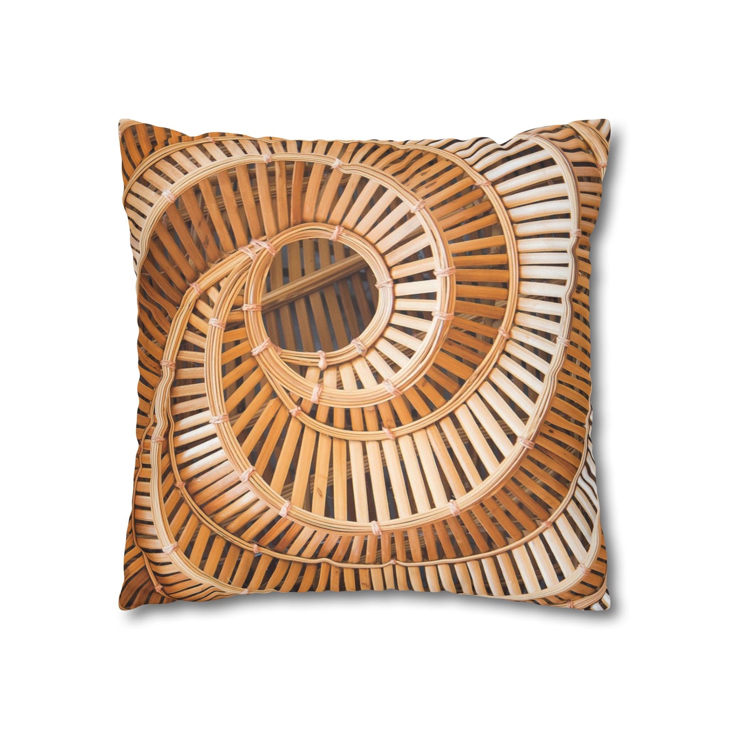 Faux Suede Square Pillowcase - Natural Bamboo Spiral