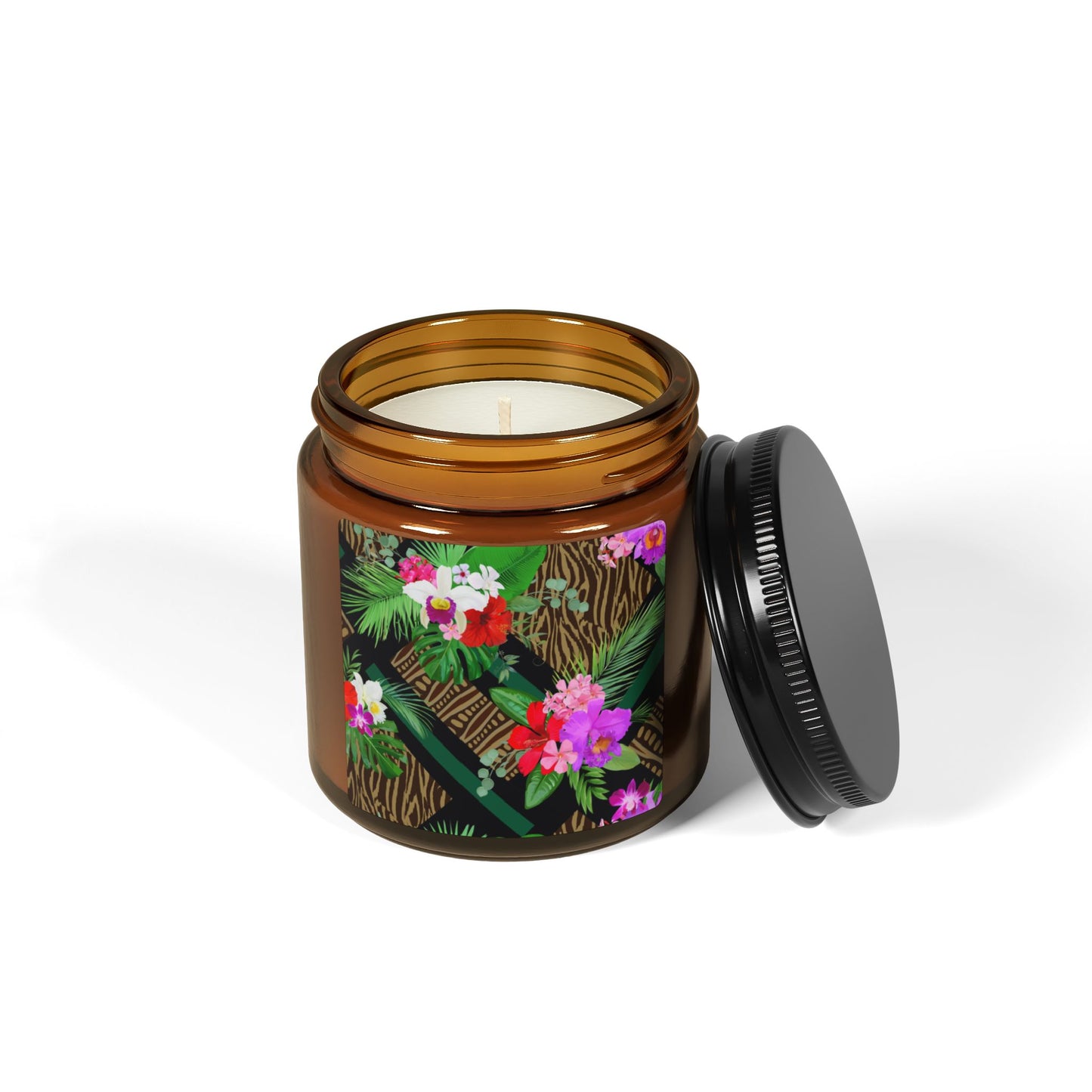 Scented Soy Candle (Multi-Size, Amber Jar) - Tiki Orchids