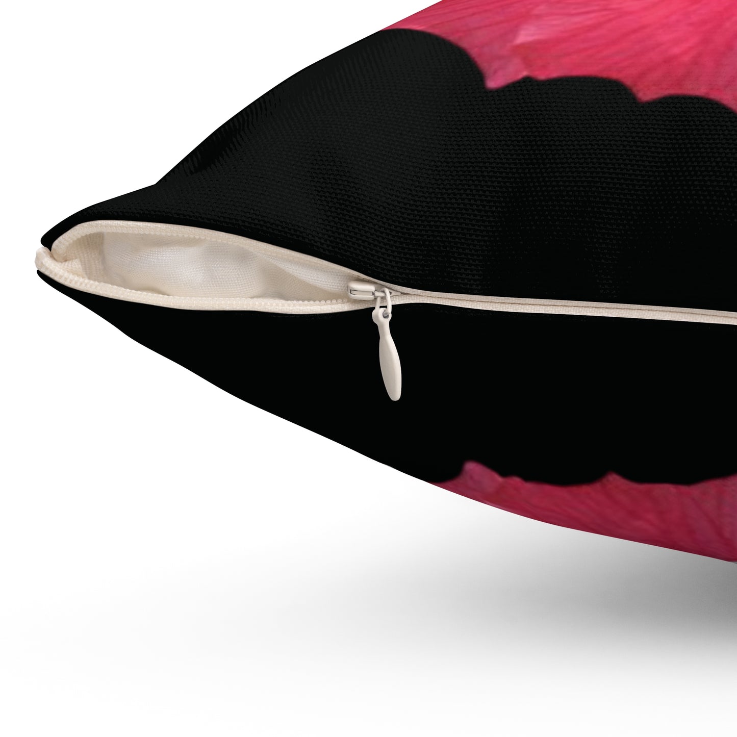 Decorative Pillow - Accent Cushion, 4 Sizes / Photo Pink Hibiscus, Black