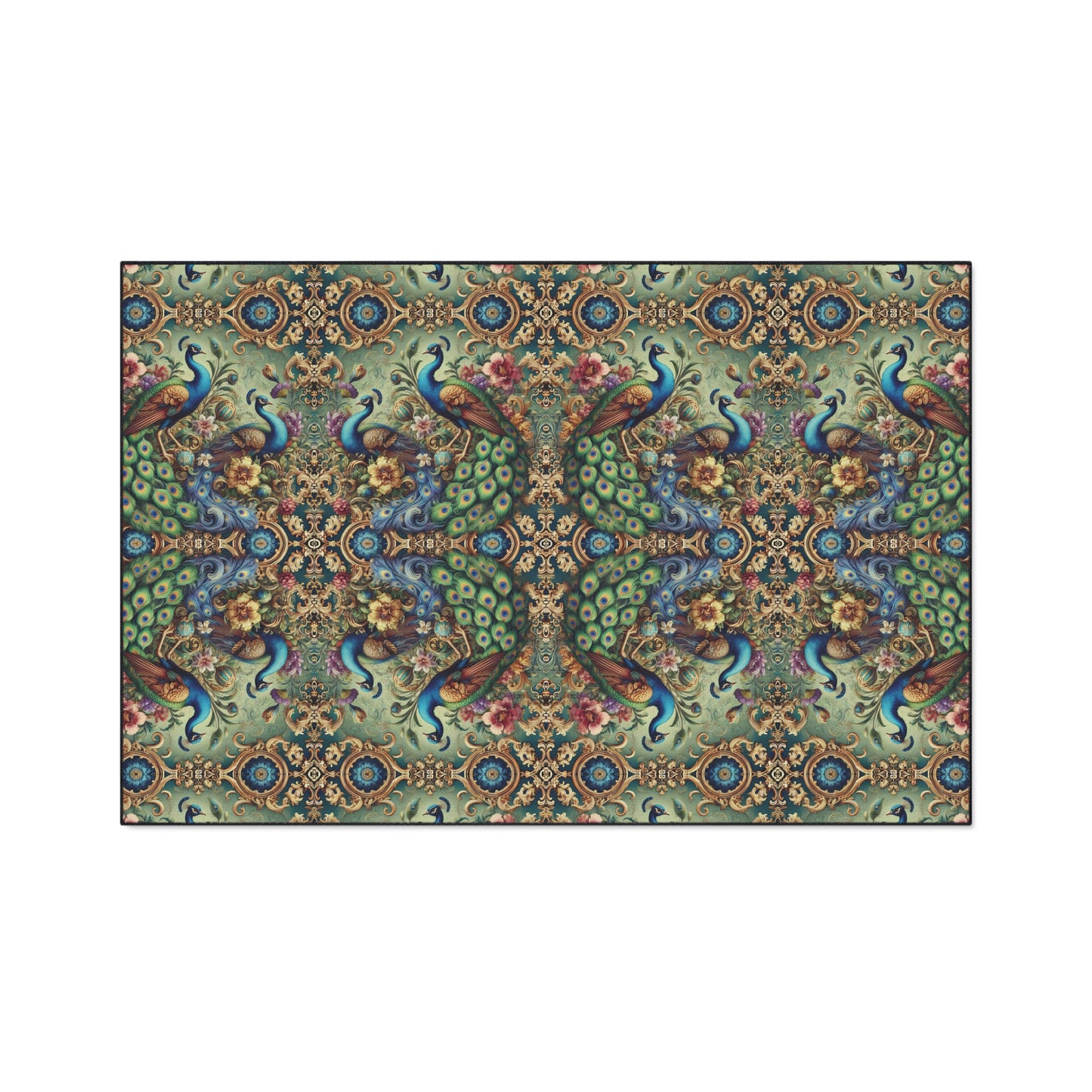 Heavy Duty Floor Mat, 5 Sizes – Tropical Area Rug for Home Décor / Kaleido Peacock Royals