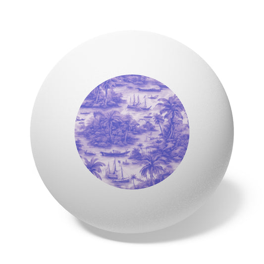 Tropical Paradise Ping Pong Balls - 6 Pack with Tropical Toile Purple