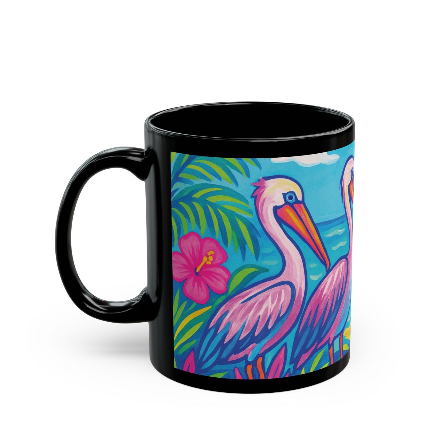 Black Coffee Mug - Beach Pelican Party