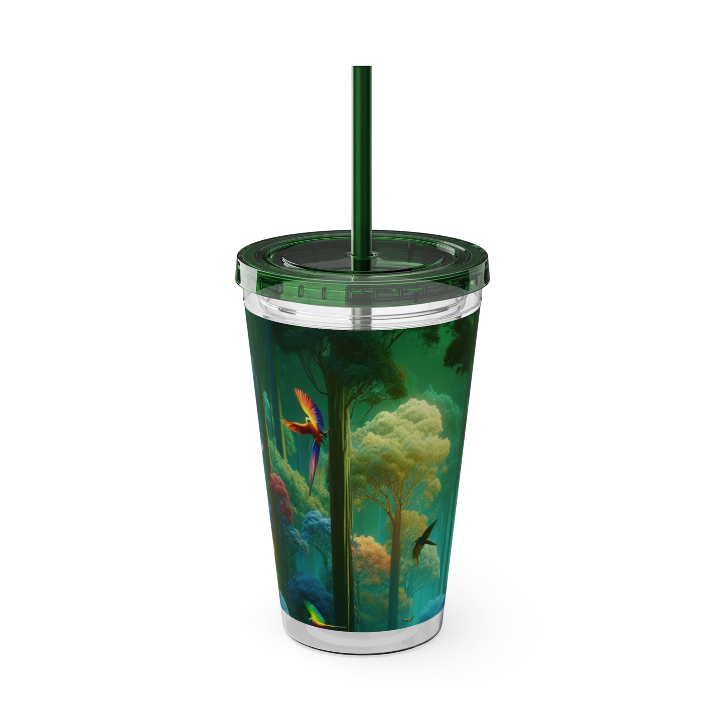 Tropical Tumbler with Straw | 16oz Colorful Travel Cup / Flight School